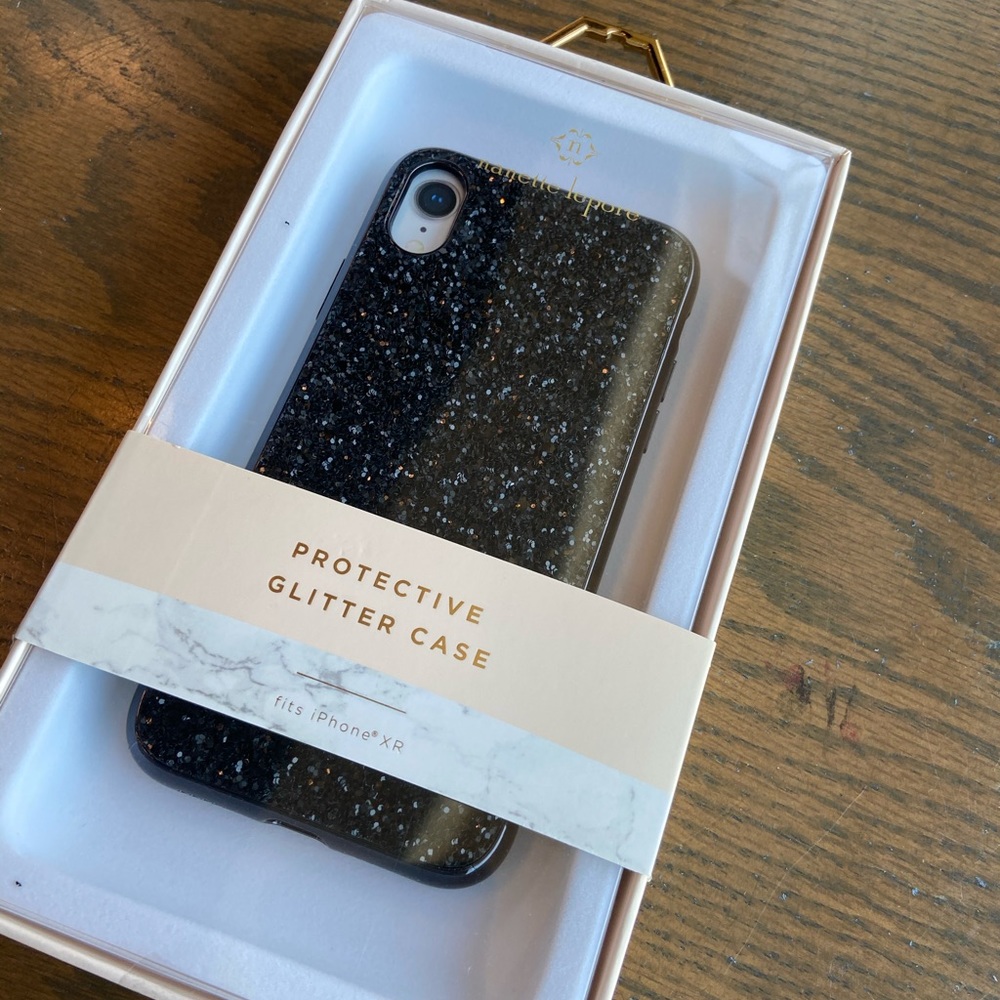 iPhone XR Black Glitter Case New